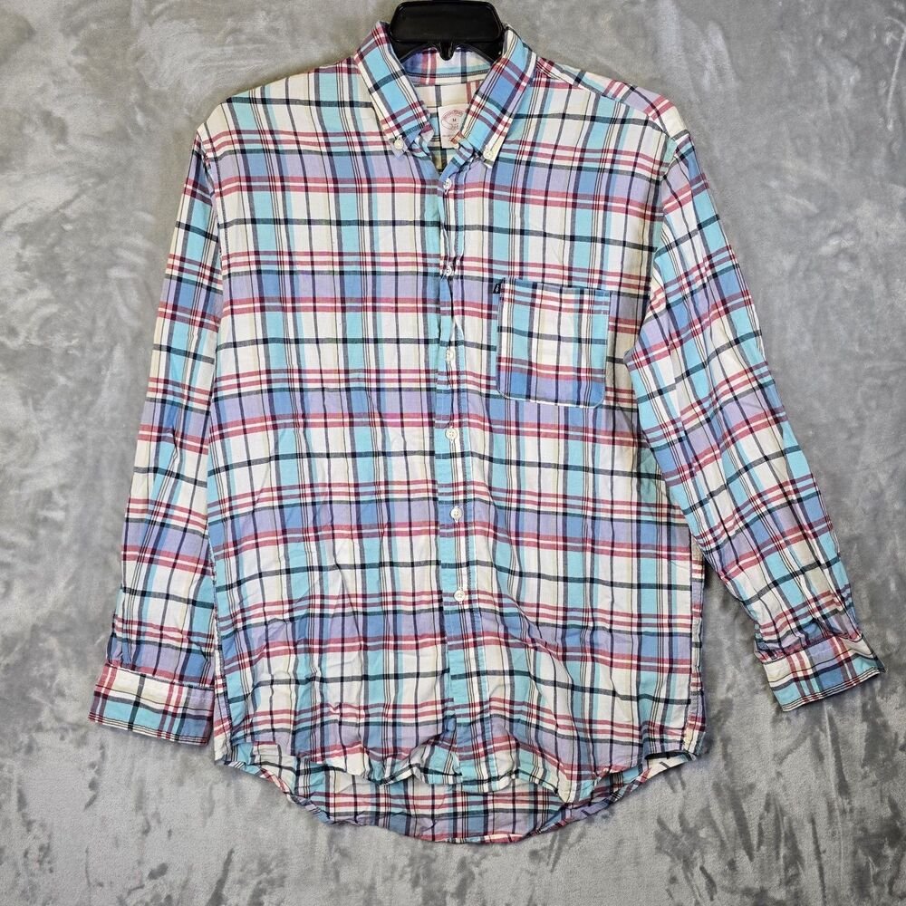 BROOKS BROTHERS Shirt Mens M Multi Colored Plaid Long Sleeve Button Casual Work
